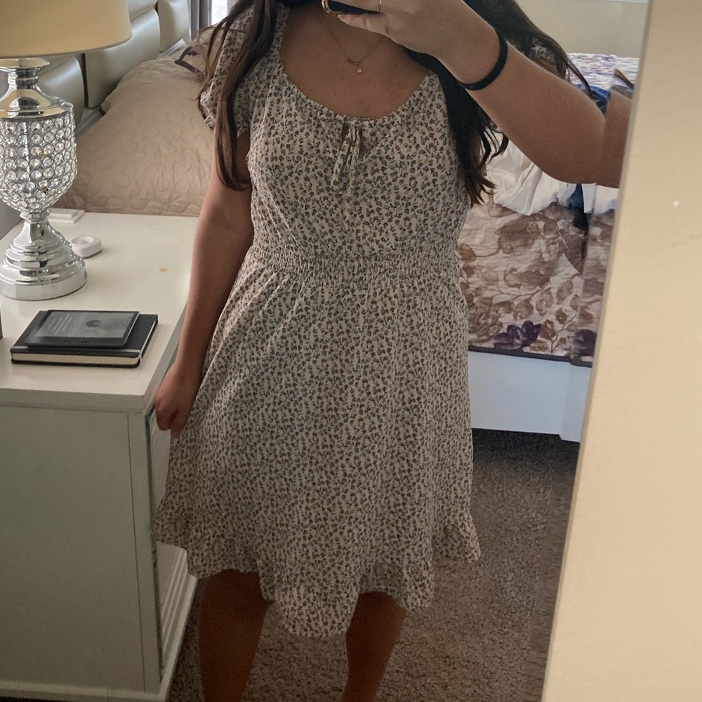 Monteau yellow floral short sleeve Midi dress